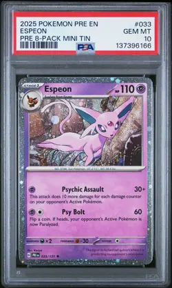 2025 POKEMON PRE EN-PRISMATIC EVOLUTIONS #033 ESPEON PSA 10 - Image 1