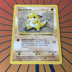 Sandshrew - 62/102 - Shadowless Base Set - Pokemon Card - MP (C) - Image 1
