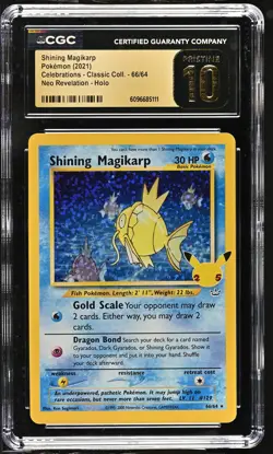 SHINING MAGIKARP Celebrations Neo Revelation Holo #66 CGC Pristine 10 Pokemon - Image 1