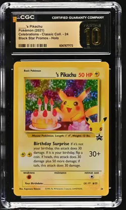 _____'S BIRTHDAY PIKACHU Celebrations #24 CGC Pristine 10 Pokemon - Image 1