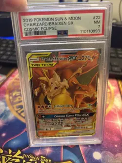 2019 Pokemon Charizard Braixen GX Cosmic Eclipse #22/236 PSA 7 - Image 1