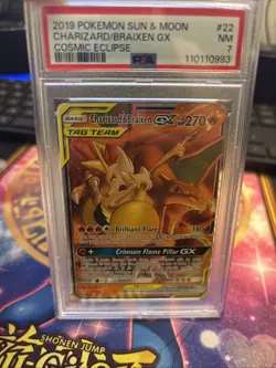 2019 Pokemon Charizard Braixen GX Cosmic Eclipse #22/236 PSA 7 - Image 2