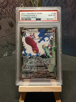 MEDICHAM V 2021 Pokemon #186/203 PSA 10 GEM-MINT Evolving Skies ALT ART - Image 1