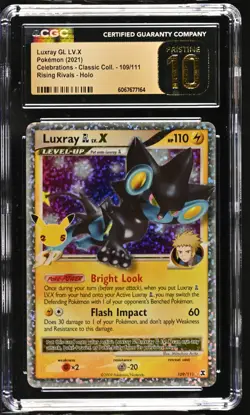 LUXRAY GL LV.X Celebrations Rising Rivals Holo #109 CGC Pristine 10 Pokemon - Image 1