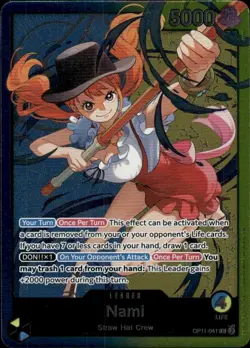 One Piece TCG Nami Leader Straw hat crew Foil Promo OP11-041 - Image 1