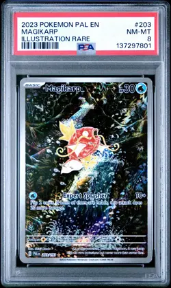 2023 POKEMON PAL EN-PALDEA EVOLVED ILLUSTRATION RARE #203 MAGIKARP PSA 8 - Image 1