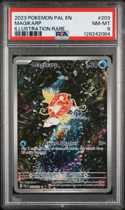 2023 POKEMON PAL EN-PALDEA EVOLVED ILLUSTRATION RARE #203 MAGIKARP PSA 8 - Image 1