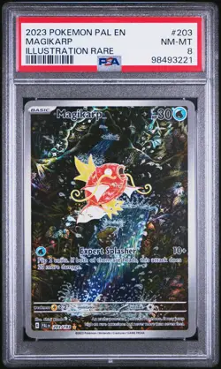 2023 POKEMON PAL EN-PALDEA EVOLVED ILLUSTRATION RARE #203 MAGIKARP PSA 8 - Image 1