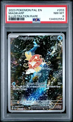 2023 POKEMON PAL EN-PALDEA EVOLVED ILLUSTRATION RARE #203 MAGIKARP PSA 8 - Image 1