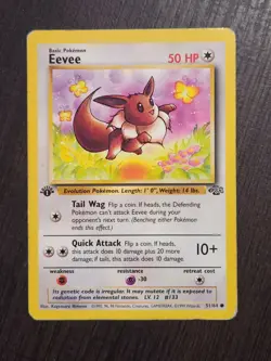 1st Edition Eevee Jungle Pokemon Card HP 51/64 Common #2 - Image 1