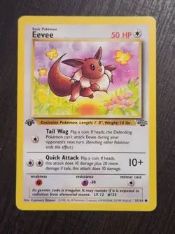 1st Edition Eevee Jungle Pokemon Card LP 51/64 Common - Image 1