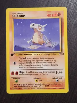 1st Edition Cubone Jungle Pokemon Card LP 50/64 Common - Image 1