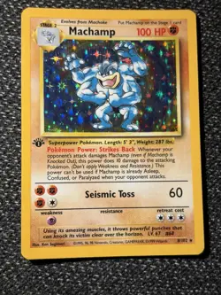 Pokemon TCG Machamp Holo Rare 1st Edition Base Set, Card 8/102, LP Condition - Image 1