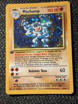 Pokemon TCG Machamp Holo Rare 1st Edition Base Set, Card 8/102, LP Condition - Image 3