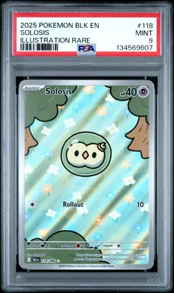 2025 POKEMON BLK EN-BLACK BOLT ILLUSTRATION RARE #118 SOLOSIS PSA 9 - Image 1