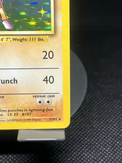Pokemon TCG Hitmonchan 7/102 Base Set Holo Rare LP - Image 4