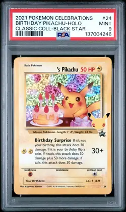2021 POKEMON CELEBRATIONS CLASSIC COLLECTION #24 BIRTHDAY PIKACHU-HOLO PSA 9 - Image 1