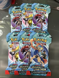 Lot Of 6 Pokemon Journey Together Scarlet & Violet Booster Pack Factory Sleeved - Image 2