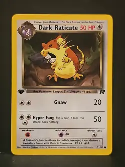 2000 Pokemon Team Rocket 1st Edition #51 Dark Raticate C - Image 1
