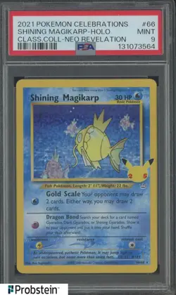 2021 Pokemon Celebrations Class. Coll Neo Revelation Shining Magikarp Holo PSA 9 - Image 1