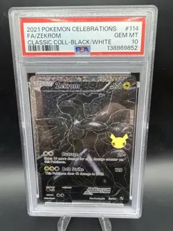 Zekrom 114/114 Celebrations: Classic Holo Full Art Pokemon Gem Mint PSA 10 B/W - Image 1