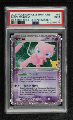 Mew ex (EX Legend Maker) Pokemon Celebrations Classic Collection PSA 9 MINT - Image 1
