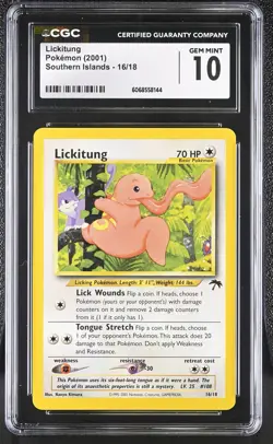 CGC 10 GEM MINT Lickitung 2001 Southern Islands 16/18 Pokemon Card - Image 1