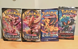4 Pokemon Rebel Clash Evolutions Sun Moon Booster Packs of 10 Cards NEW SEALED - Image 1