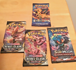 4 Pokemon Rebel Clash Evolutions Sun Moon Booster Packs of 10 Cards NEW SEALED - Image 3