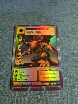 1999 Digimon MetalGreymon Card Holo Foil #DW-01 Good Condition See Pics B - Image 1
