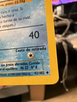 Wartortle Base Set 1st Edition 42/102 Uncommon Pokemon TCG Spanish Card - Image 4