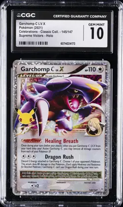 2021 POKEMON CELEBRATIONS SUPREME VICTORS HOLO #145 GARCHOMP C LV. X CGC 10 - Image 1