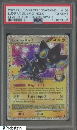 2021 Pokemon Celebrations Class Coll Rising Rivals Luxray GL LV X Holo PSA 10 - Image 1
