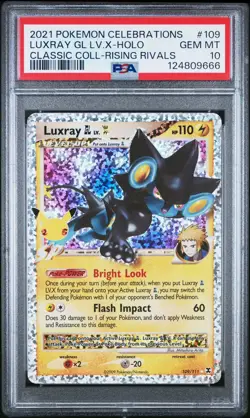 2021 POKEMON CELEBRATIONS LUXRAY GL LV.X-HOLO CLASSIC COLL-RISING RIVALS PSA 10 - Image 1