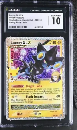 ✨✨ CGC 10 Luxray GL LV.X 109/111 Celebrations Classic Ultra Rare Rising Rivals - Image 1