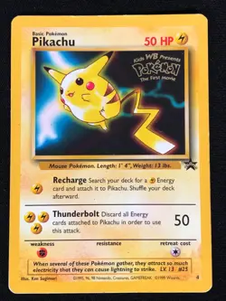 Pokemon Pikachu 25 Black Star Promo 1999 Movie Common (MP) - Image 1