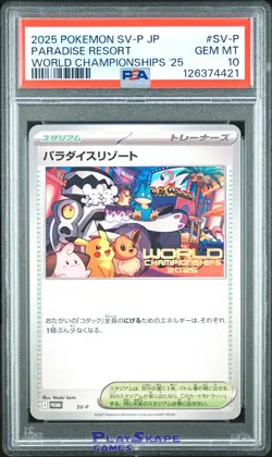 Pokemon Card PSA 10 Paradise Resort JAPANESE SV-P JP World Promo Anaheim 2025 - Image 1