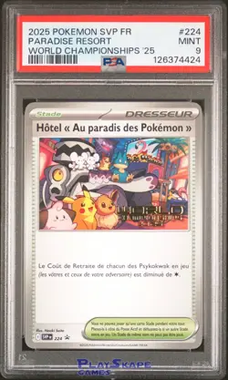 Pokemon Card PSA 9 Paradise Resort FRENCH SVP 224 World Promo Anaheim 2025 #1 - Image 1