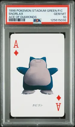 Pokemon Stadium Green Snorlax Ace of Diamonds Playing Card 1998 PSA 10 GEM - Image 1
