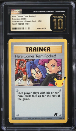 CGC Pristine 10 Here Comes Team Rocket! Holo Celebrations 2021 Pokemon Card #15 - Image 1