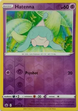 071/198 HATENNA REVERSE HOLO CHILLING REIGN POKEMON CARD - Image 1