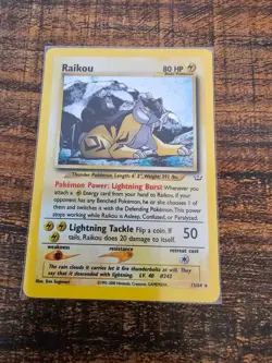 RAIKOU Neo Discovery VINTAGE POKEMON Card LP - HOLO RARE - Unlimited - Image 1