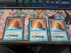 3x Mtg Stronghold Mana Leak Autographed By Christopher Rush - Image 2