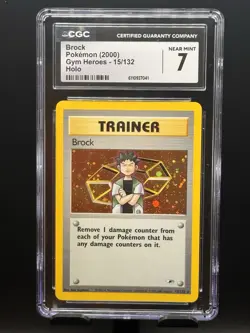 CGC 7 Brock 2000 Gym Heroes 15/132 Holo Pokemon Card - Image 1