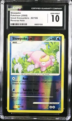 Slowpoke 82/106 Great Encounters Pokemon Reverse Holo CGC 10 GEM MINT - Image 1