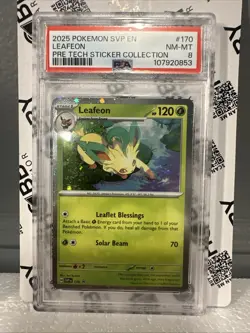 2025 Pokemon SVP En Leafeon Pre Tech Sticker Col. #170 PSA 8 - Image 1