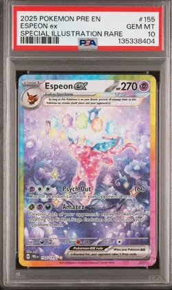 2025 Pokemon Prismatic Evolutions PRE Espeon EX #155/131 SIR PSA 10 Gem Mint - Image 1