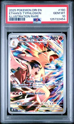 2025 POKEMON DRI EN-DESTINED RIVALS ILLUSTRATION RARE ETHAN'S TYPHLOSION PSA 10 - Image 1