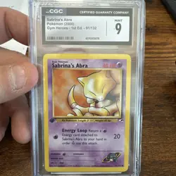 2000 Pokemon Gym Heroes Sabrina’s Abra #91/132 - CGC 9 Mint Vintage 1st EDITION - Image 1