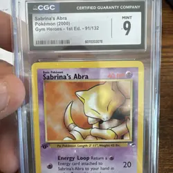 2000 Pokemon Gym Heroes Sabrina’s Abra #91/132 - CGC 9 Mint Vintage 1st EDITION - Image 3